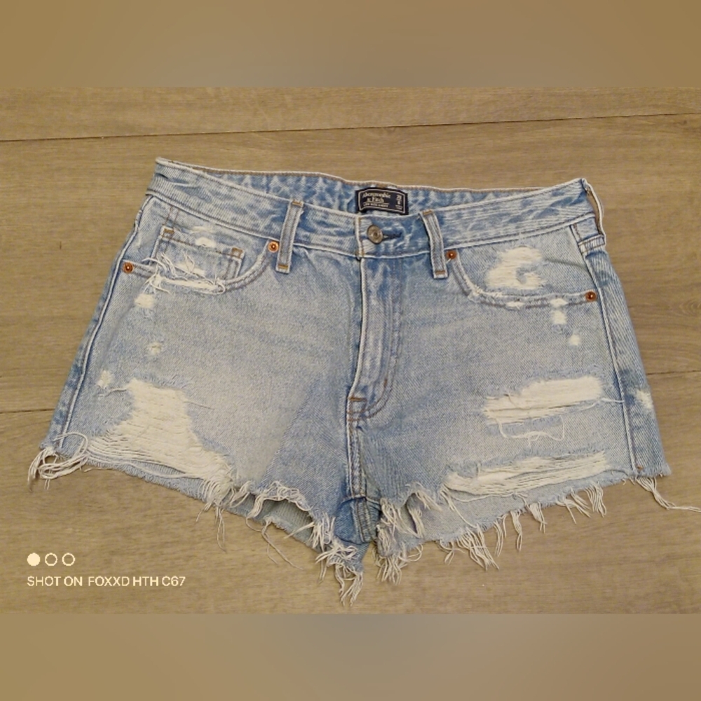 Abercrombie & Fitch Light Blue Distressed Jean Shorts